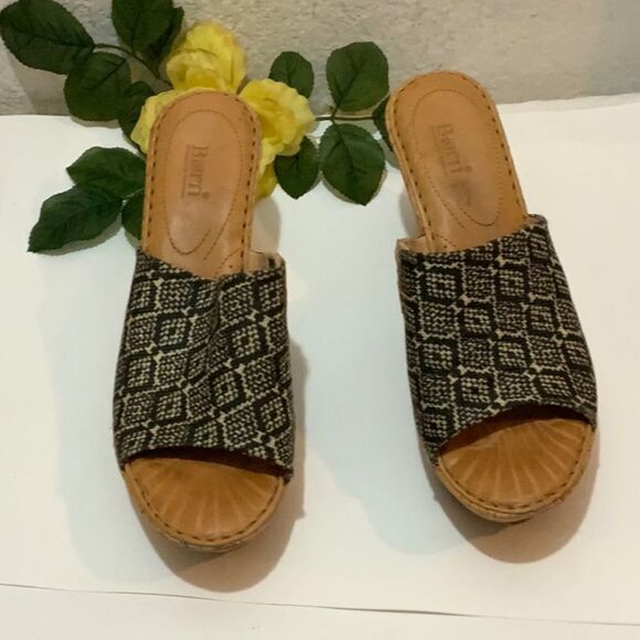 BORN Women's Brown Leather Wedge Summer Sandals size 11/43 - Picture 1 of 9